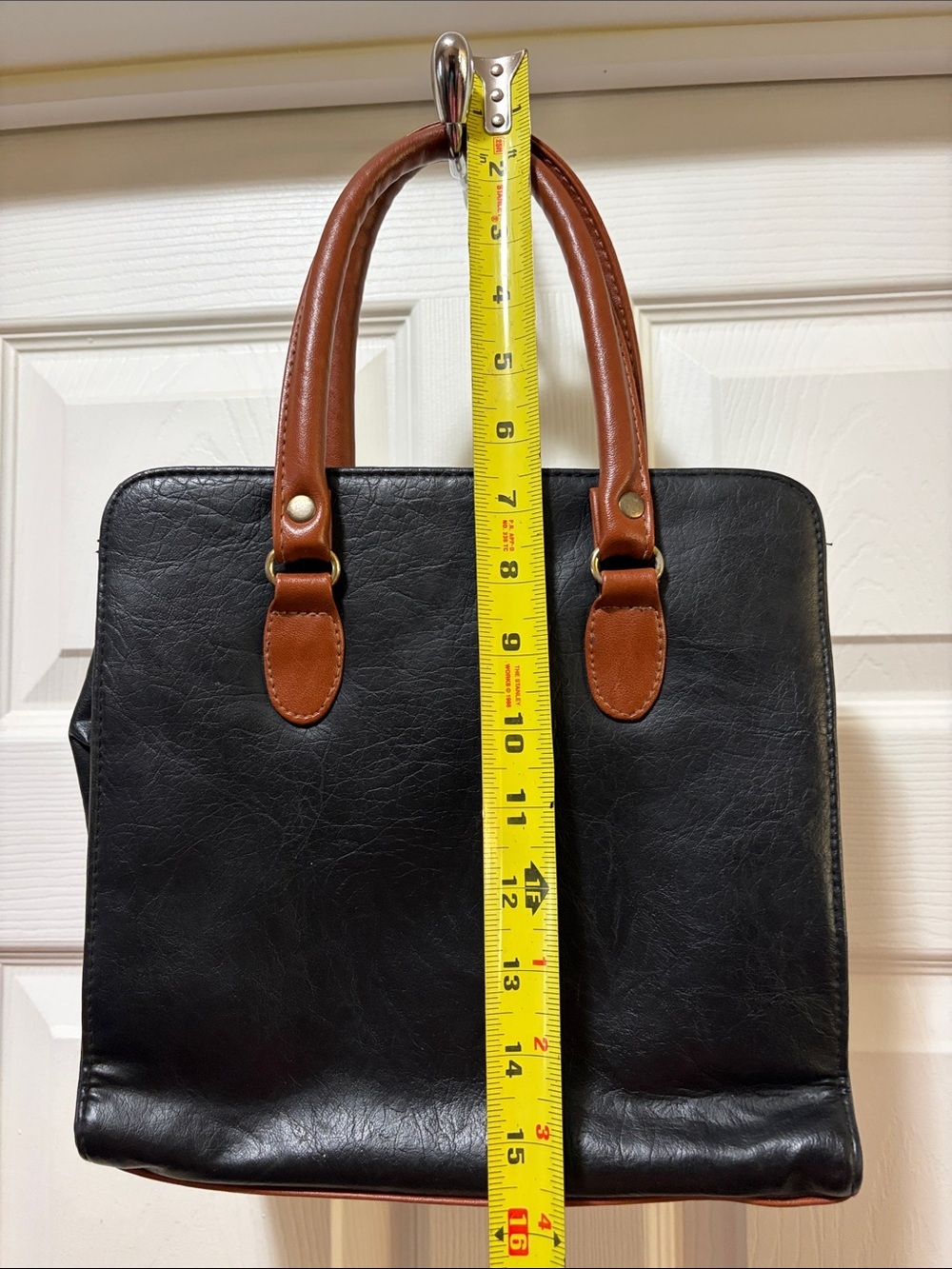 Vintage Dolce Vita Jackson Black and Brown Leather Contrast Carryall - Picture 8 of 15
